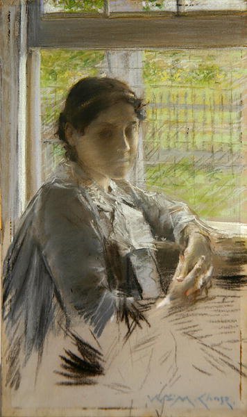 À la fenêtre, vers 1890 - William Merritt Chase