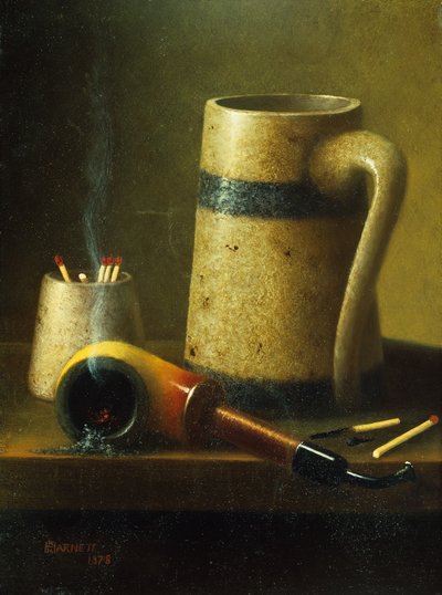 Nature morte avec pipe, chope et allumettes - William Michael Harnett