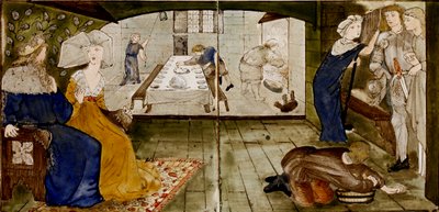 Seize carreaux formant huit illustrations du conte 
