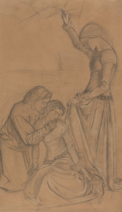 Composition de trois figures dans un jardin - William Morris