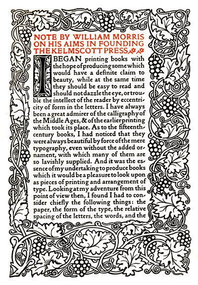 Kelmscott Press : Page imprimée en Golden Type, vers 1895, 1914 - William Morris