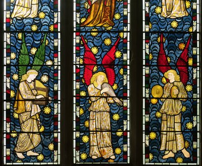 Anges musiciens, moitié inférieure de la fenêtre des Anges (détail) - William Morris