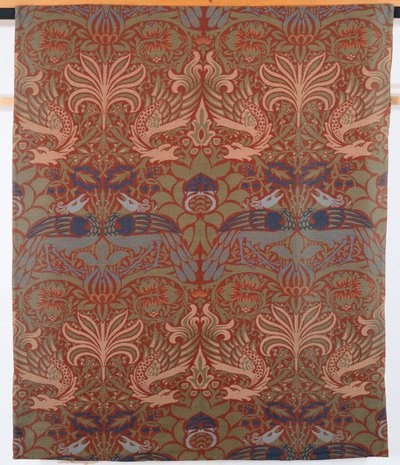 Paon et dragon, rideau en sergé tissé à la main, Morris & Co., 1878 - William Morris