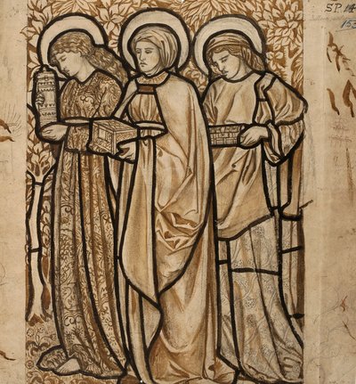 Les trois Marie au sépulcre - Conception pour vitrail, 1862 - William Morris