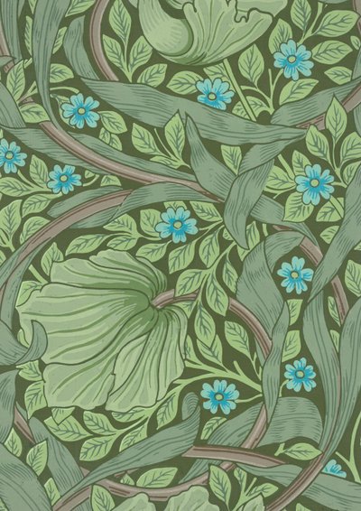 Échantillon de papier peint de William Morris avec des myosotis, vers 1870 - William Morris