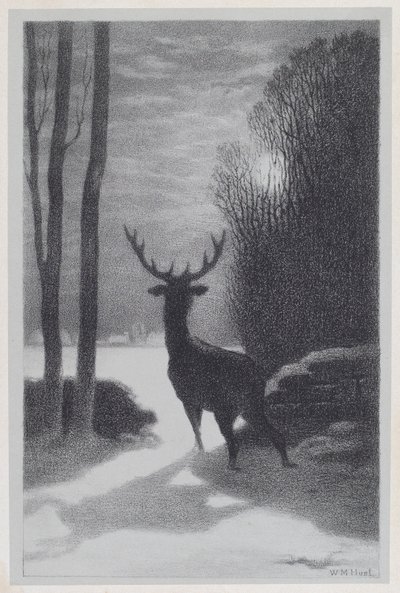 Cerf au clair de lune - William Morris Hunt