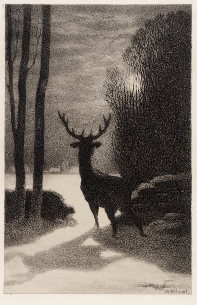 Cerf au clair de lune - William Morris Hunt