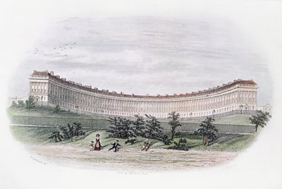 Royal Crescent, Bath, depuis le parc, gravé par J. Shury, c.1840 - William N. Hardwick of Bath