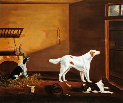 Trois chiens dans une écurie - William Nedham