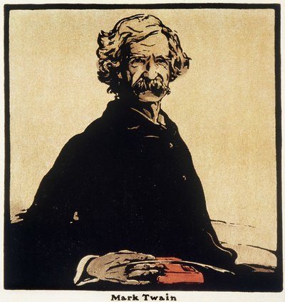 Portrait de Mark Twain (1835-1910) écrivain américain - Dessin de William Nicholson (1872-1949) - William Nicholson