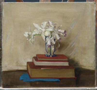 Orchidées blanches sur des livres - William Nicholson