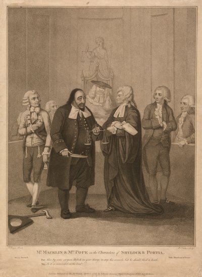 M. Macklin et Mme Pope dans les rôles de Shylock et Portia - William Nutter