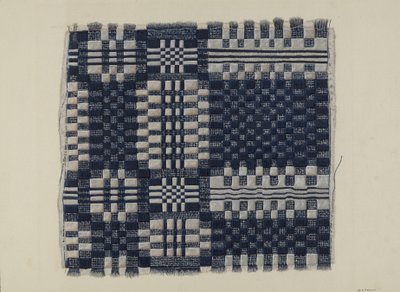 Tissu fait main bleu et blanc, vers 1937 - William O. Fletcher
