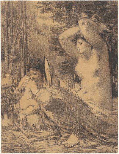 Nu avec chérubin tenant un miroir - William P. Babcock