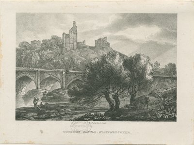 Château de Tutbury - Vue sud: zincographie, nd [début du 19ème siècle] - RC