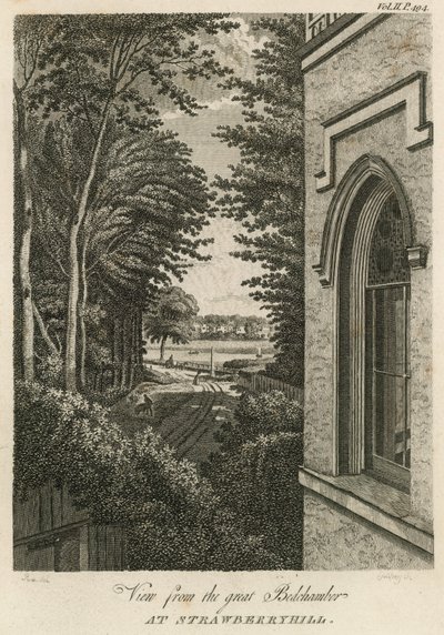 Vue de la grande chambre à coucher à Strawberry Hill, Londres - William Pars