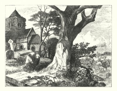 Le cimetière du village (gravure) - William Paton Burton