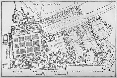 Copie réduite du plan au sol de Fisher du palais royal de Whitehall, pris sous le règne de Charles - William Patten
