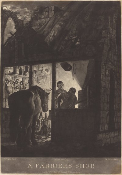 La boutique du maréchal-ferrant - William Pether after Joseph Wright of Derby