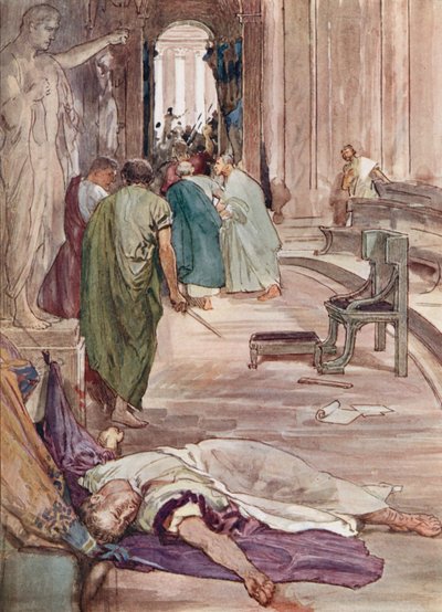 Le meurtre de César (lithographie en couleur) - William Rainey