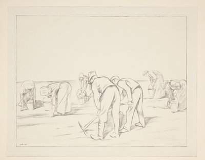 Travailleurs agricoles avec pioches et seaux - William Rothenstein