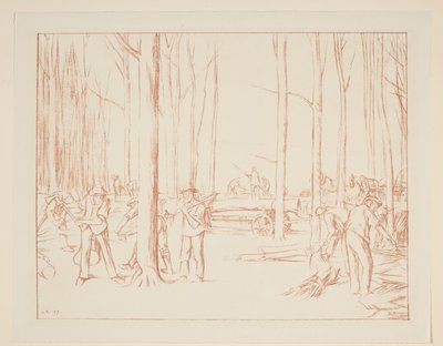 Travailleurs forestiers dans une forêt (La Grande Guerre: les efforts et idéaux de la Grande-Bretagne) - William Rothenstein