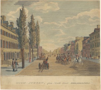 Rue Haute, depuis la Neuvième Rue, Philadelphie - William Russell Birch
