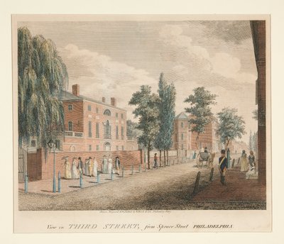 Vue de Third Street, depuis Spruce Street Philadelphie - William Russell Birch