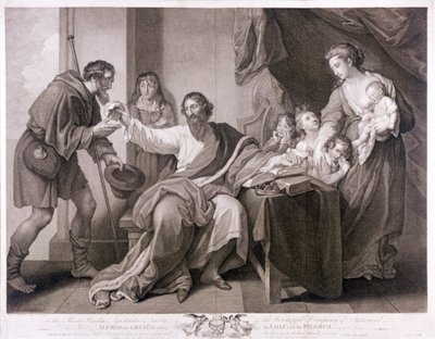 Alfred le Grand partageant son pain avec le pèlerin, 1782 - William Sharpe