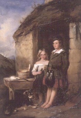 Enfants des Highlands à la porte d