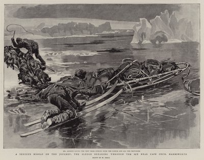 Un grave accident en voyage, le traîneau traversant la glace près du cap Cecil Harmsworth - William Small