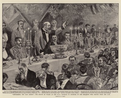 Messieurs, vous pouvez fumer, le Prince de Galles au banquet de la HAC pour les membres du régiment qui ont servi avec le CIV - William Small