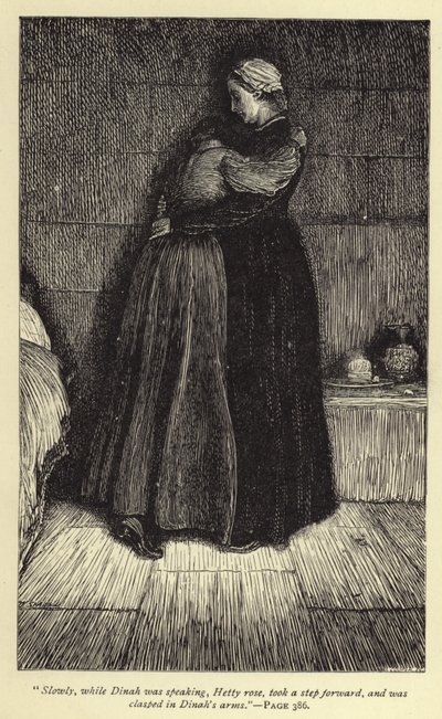 Lentement, pendant que Dinah parlait, Hetty se leva, fit un pas en avant et fut prise dans les bras de Dinah - William Small