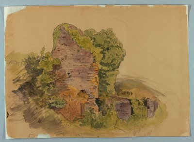 Base de la tour, esquisse de ruines dans la forêt - William Stanley Haseltine