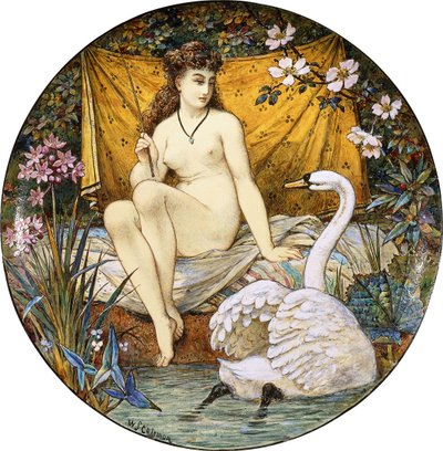 Grande tazza en faïence de Minton, représentant Léda et le cygne - William Stephen Coleman