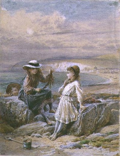 Deux filles et un garçon avec des algues - William Stephen Coleman