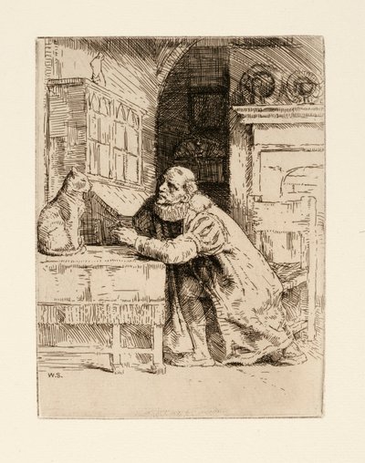 Montaigne et le chat. Illustration d