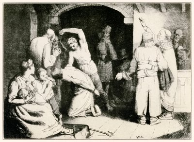 Le Fouet de Fidèle de Le Voyage du Pèlerin de ce Monde à Celui qui Vient par John Bunyan (1628-1688) illustration de William Strang (1859-1921) - William Strang