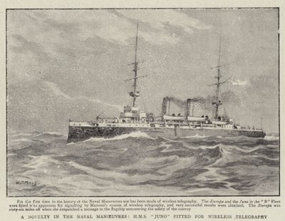 Une nouveauté dans les manœuvres navales, H M S Juno équipée pour la télégraphie sans fil - William T. Maud