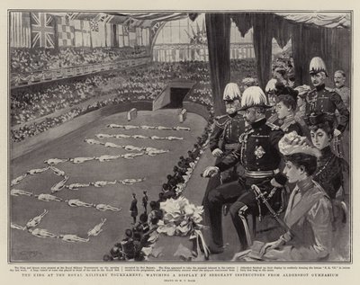 Le Roi au tournoi militaire royal, regardant une démonstration par des instructeurs sergents du gymnase d