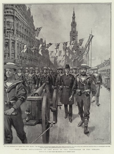 Le détachement naval en tête du cortège dans le Strand - William T. Maud
