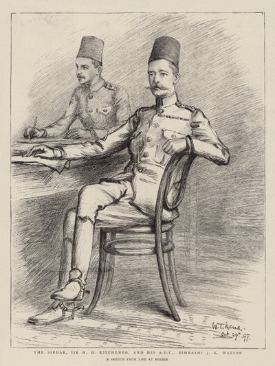 Le Sirdar, Sir H H Kitchener, et son ADC, Bimbashi J K Watson - William T. Maud