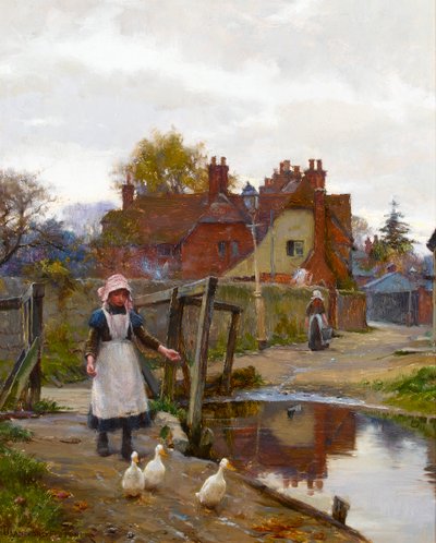 Ramener les canards par le vieux pont, Abingdon - William Teulon Blandford Fletcher
