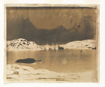Vue sur une baie vers les navires de recherche Franklin sous le commandement du capitaine Belcher - William Thomas Domville