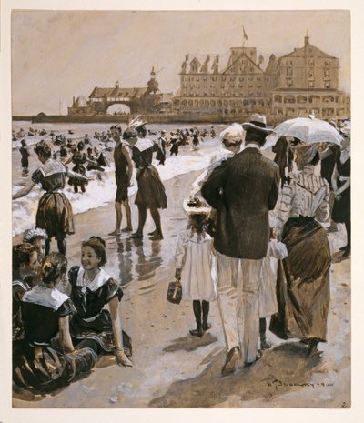 Scène de plage de Harpers Weekly, pub. 1900 - William Thomas Smedley