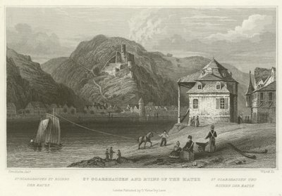 St Goarshausen et ruines de la Katze - William Tombleson