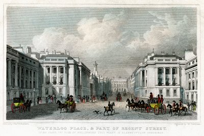 Waterloo Place et une partie de Regent Street, Westminster, Londres, 1828 - William Tombleson