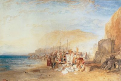 Hastings : Marché aux poissons sur le sable, tôt le matin - Joseph Mallord William Turner