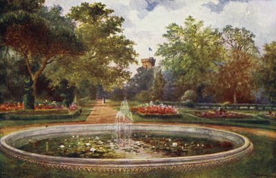Château de Warwick : Promenade de la terrasse (lithographie en couleur) - William W. Quatremain