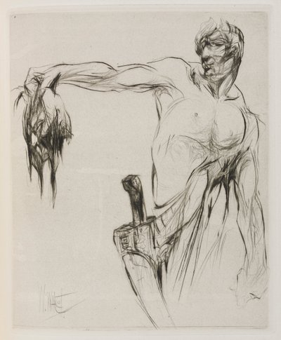 Hérodiade : Page 53, La tête entra et Mannaeus la tenait par les cheveux, à bout de bras, fier des applaudissements - William Walcot